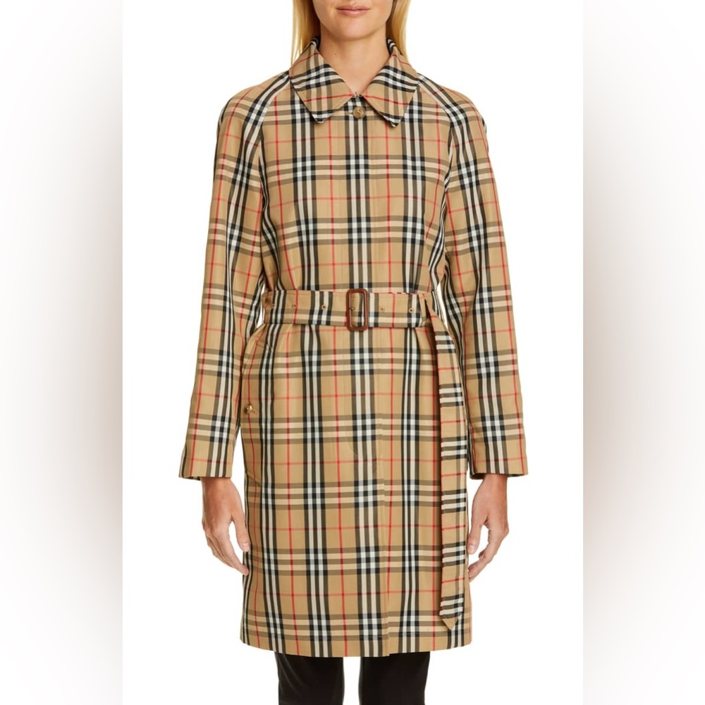 NWT Burberry Heritage Check Belted Coat Nova Check US 12 – Authenticated
